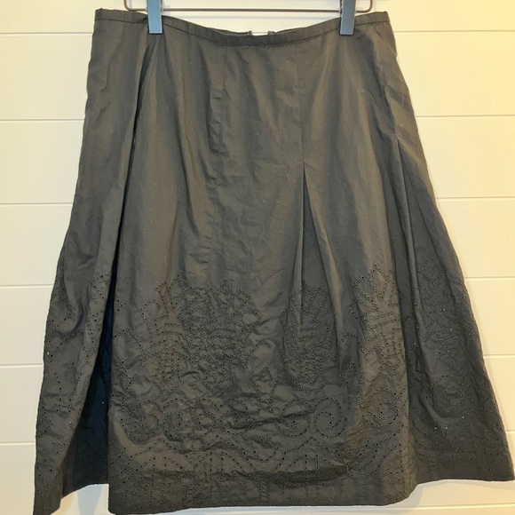 TALBOTS Elegant Black Women's A-Line Skirt 100% cotton boho preppy - Picture 5 of 8